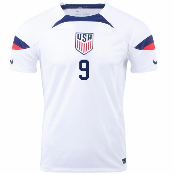 Nike United States Jesus Ferreira Home Jersey 22/23 (White/Loyal Blue) Heat Transfer Labels Flatlock Seams