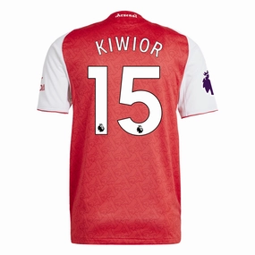 adidas Jakub Kiwior Arsenal FC Authentic Home Jersey 25/26 w/ EPL Patch (Better Scarlet/White High Compression Knit