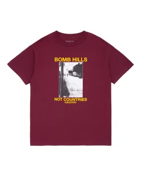 World Glow Warm Base GX1000 Bomb Hills Not Countries Tee - Burgundy / Yellow