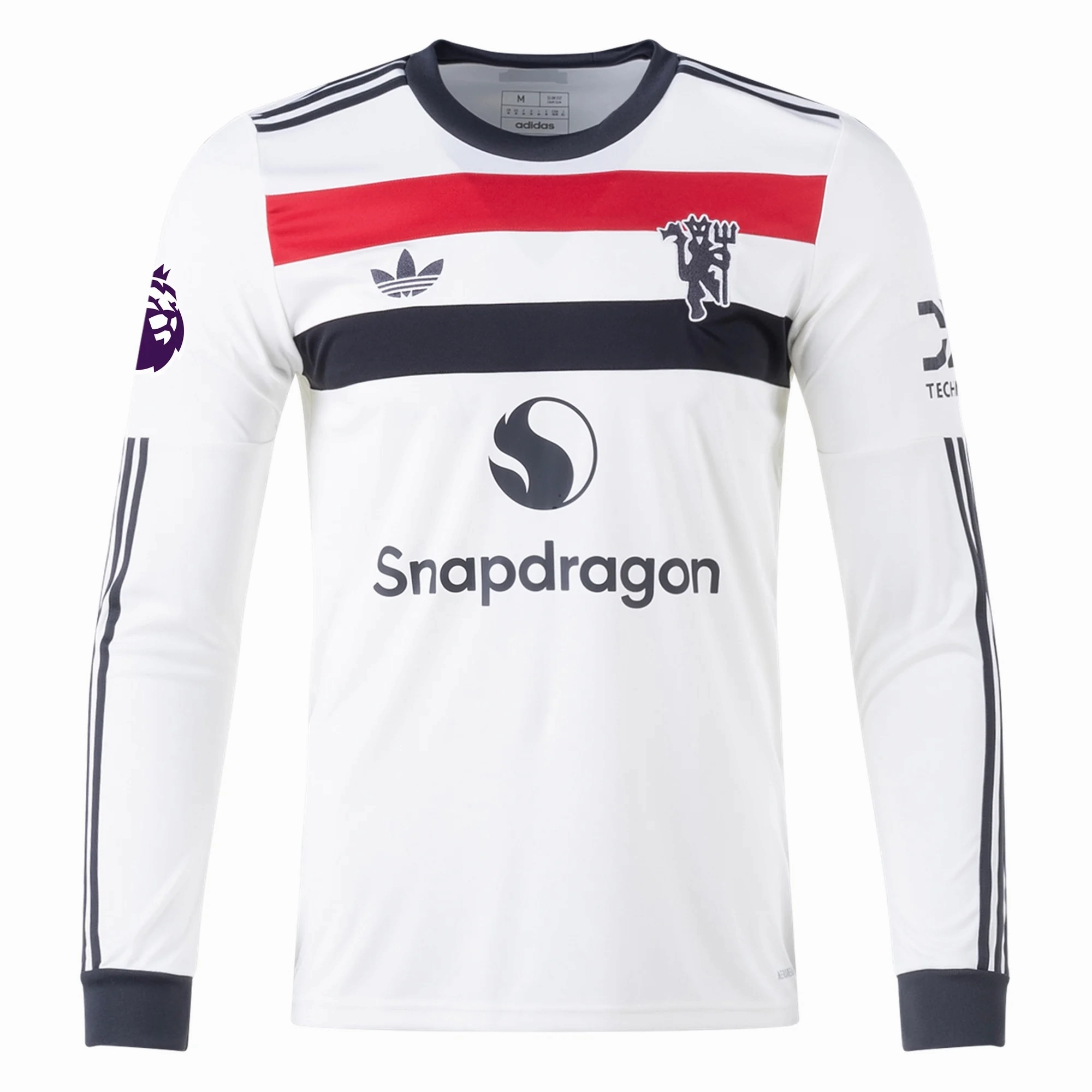 Sustainable Dye Process Contrast Binding adidas Manchester United Bruno Fernandes Third Long Sleeve Jersey w/ EPL Patch 24/25 (Off White)