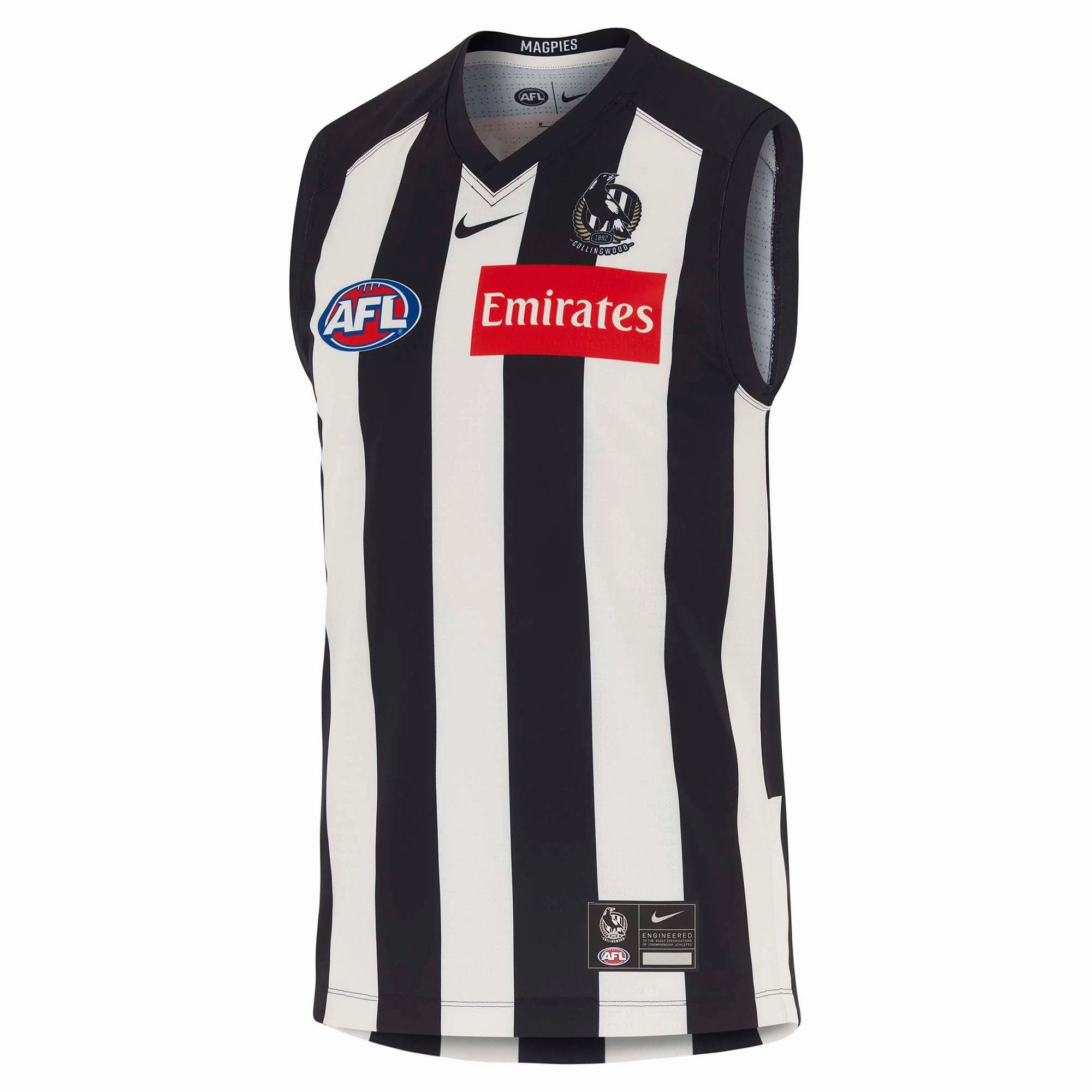 Play Ready Stretch Fabric Technology Adult's AFL Collingwood Magpies Football Club 2025 Stadium Home Jersey