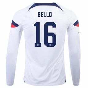 Contoured Side Panels Durable Blend Fabric Nike United States George Bello Home Long Sleeve Jersey 22/23 (White/Loyal Blue)
