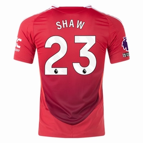 adidas Manchester United Authentic Luke Shaw Home Jersey w/ EPL   No Room For Racism Patches 24/25 (MUFC Red/Bright Red) Ventilated Back Panels Stretchable Armholes