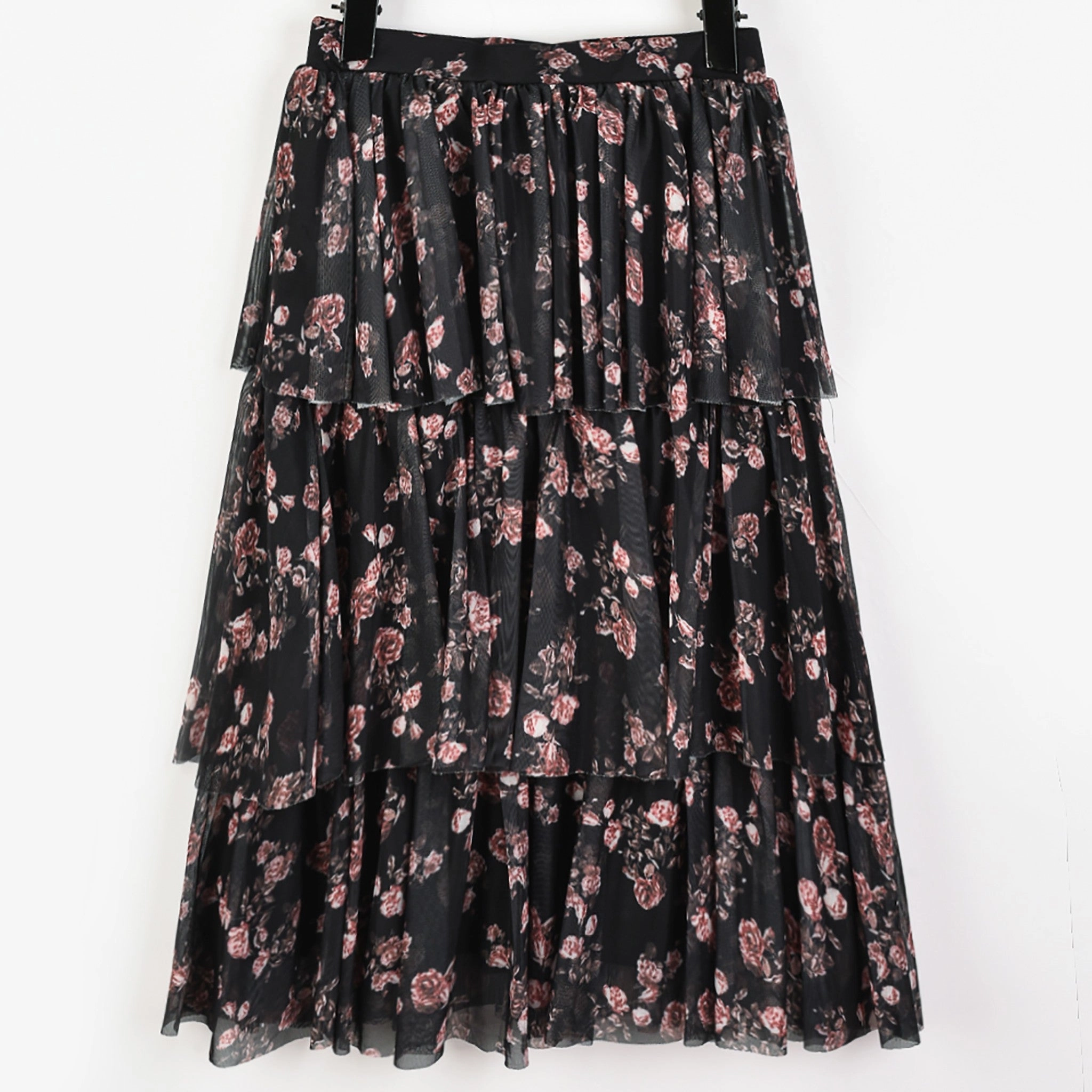 Hadas Floral Mesh Skirt Roll Up Hem Low Impact Dye
