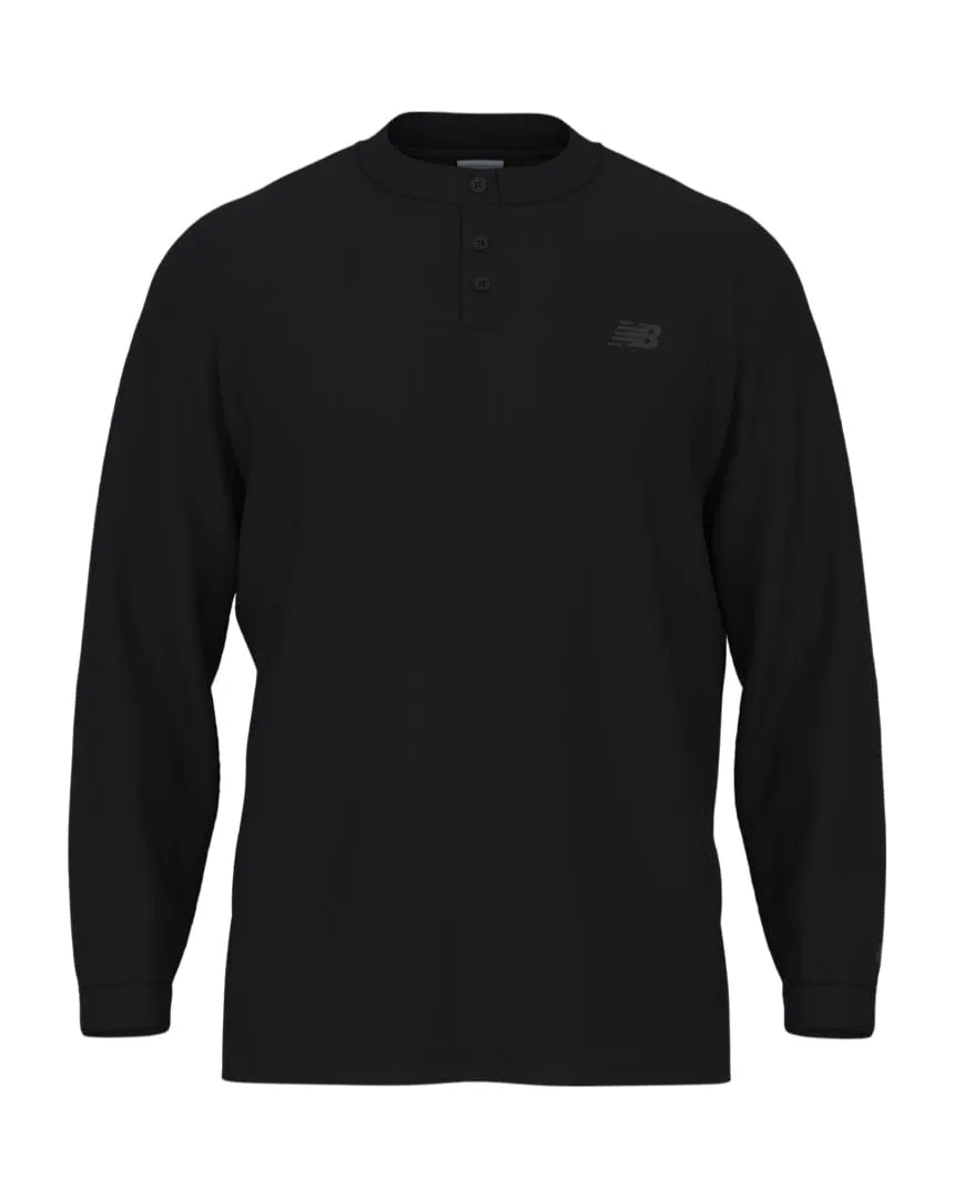 Design Glow New Balance Numeric Waffle Knit LS Henley - Black