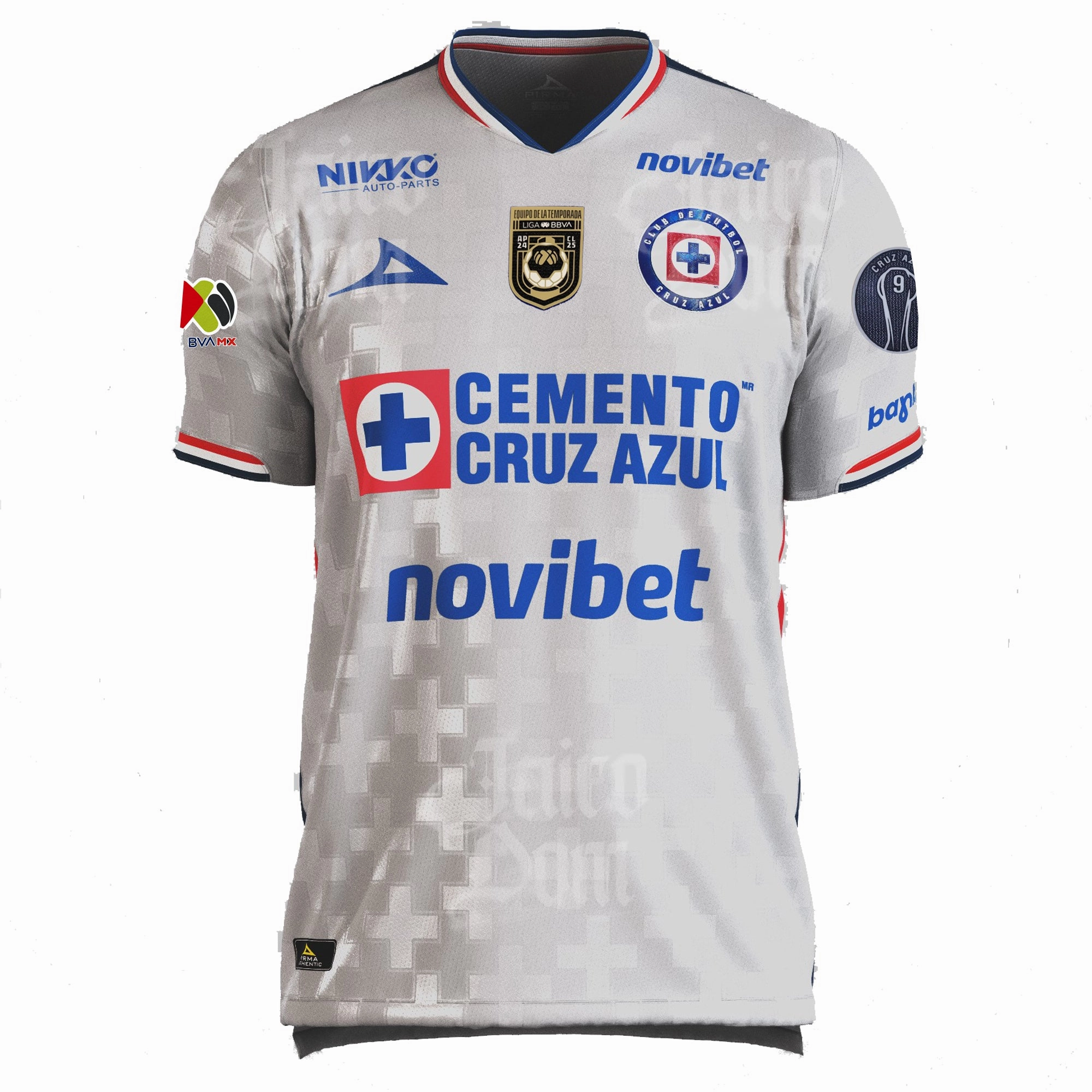 Athletic Outfit Pirma Men's Cruz Azul Away Jersey 25/26 w/ Champions 9 & LIGA BBVA Patches (Grey)