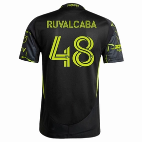 Active Performance Raglan Sleeve Cut adidas Cesar Ruvalcaba Columbus Crew Authentic Away Jersey w/ MLS Patches 25/26 (Black/Yellow)