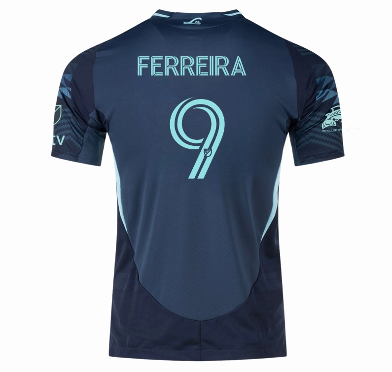 Thermoregulating Technology adidas Jesus Ferreira Seattle Sounders Authentic Away Jersey 25/26 w/ MLS Patches & Sponsor (Aura Ink)