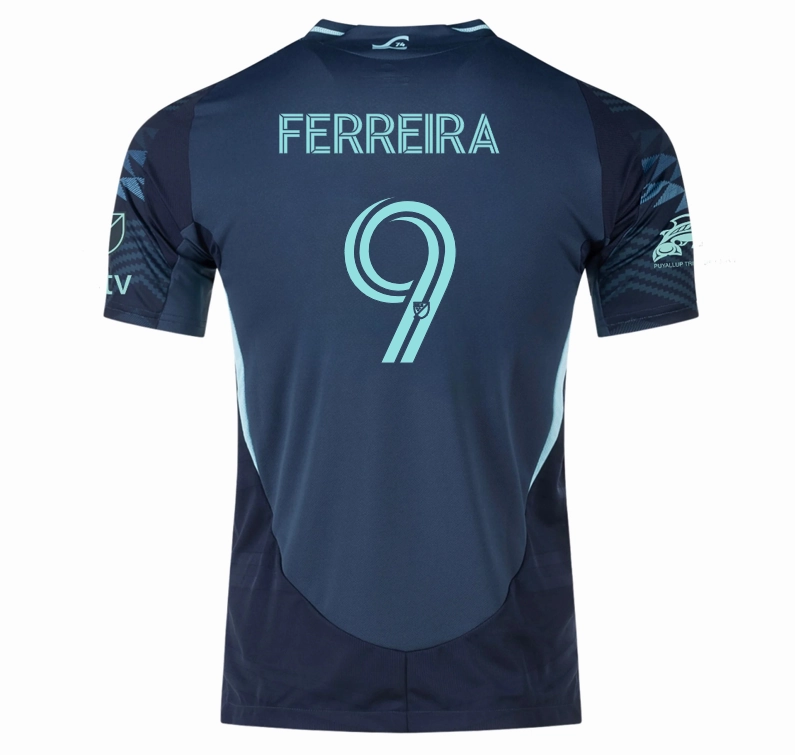 adidas Jesus Ferreira Seattle Sounders Authentic Away Jersey 25/26 w/ MLS Patches & Sponsor (Aura Ink) Base Movement