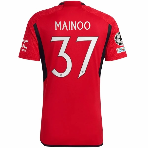 adidas Manchester United Kobbie Mainoo Home Jersey 23/24 w/ Champions League Patches (Team College Red) Body Fit
