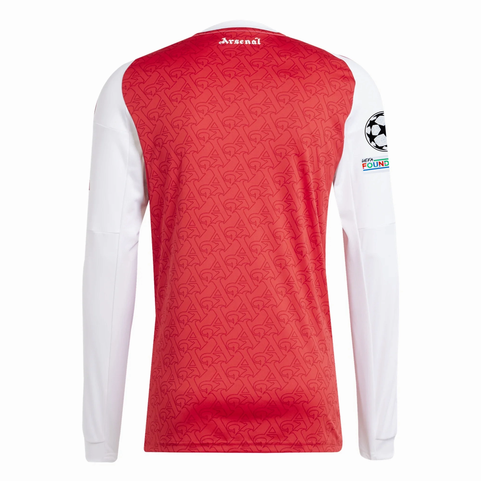 adidas Arsenal Long Sleeve Home Jersey w/ Champions League Patches 25/26 (Better Scarlet/White) Lightweight Core Spacing Comfort Stretch