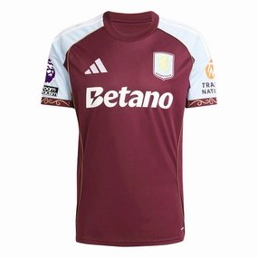 Silent Fit adidas Men's Aston Villa Home Jersey 25/26 w/ NRFR   EPL Patches (Maroon/Blue)