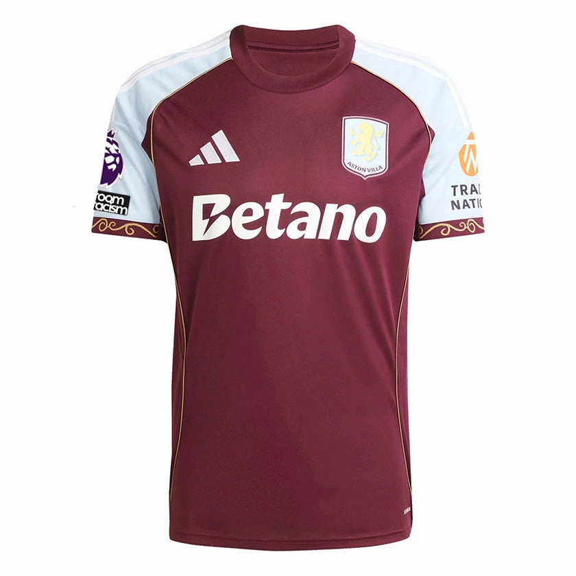 Silent Fit adidas Men's Aston Villa Home Jersey 25/26 w/ NRFR   EPL Patches (Maroon/Blue)
