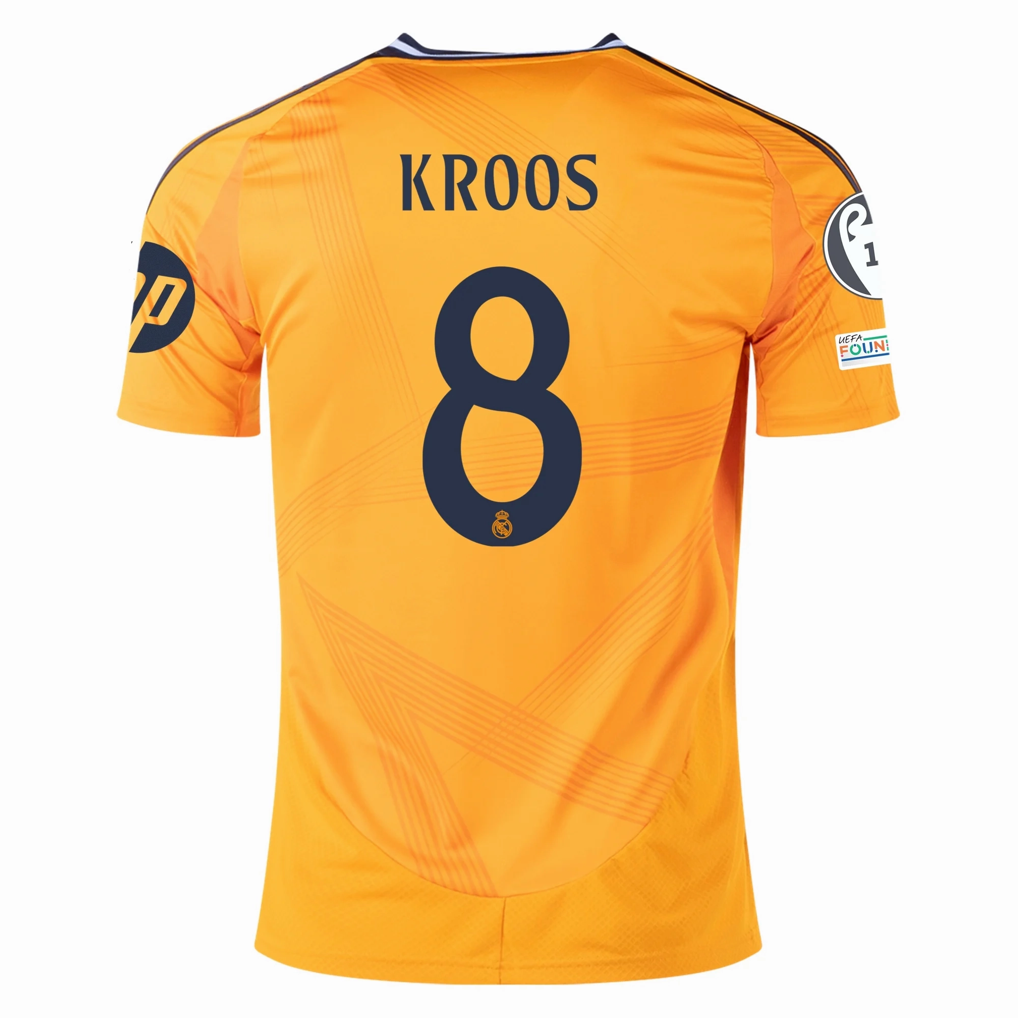 adidas Real Madrid Tony Kroos Away Jersey w/ Champions League Patches 24/25 (Crew Orange) Breathable Back Vents