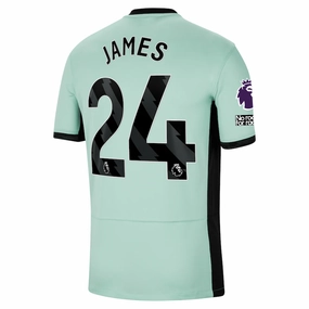 Vapor Transfer Fabric Vented Back Nike Chelsea Reece James Third Jersey w/ EPL   No Room For Racism Patches 23/24 (Mint Foam/Black)