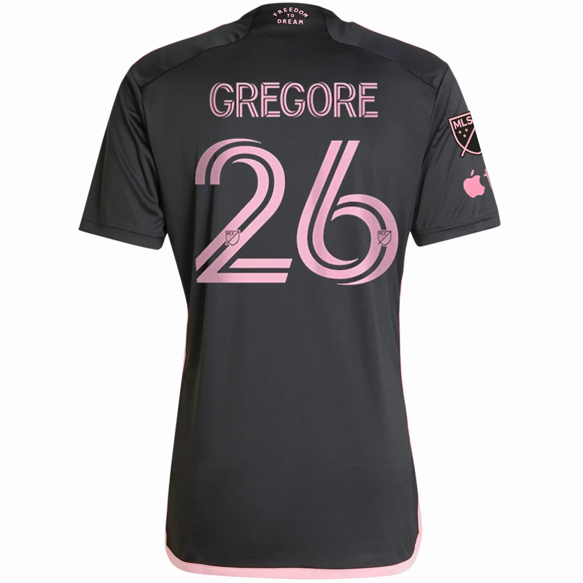 Moisture Control Microfiber adidas Inter Miami Gregore Royal Caribbean Away Jersey w/ MLS   Apple TV Patches 23/24 (Black/Bliss Pink)