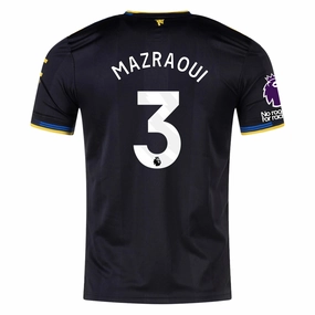 Moisture Control Microfiber Sleek Comfort adidas Mazraoui Men's Manchester United Authentic Third Jersey 25/26 w/ NRFR   EPL Patches (Black)