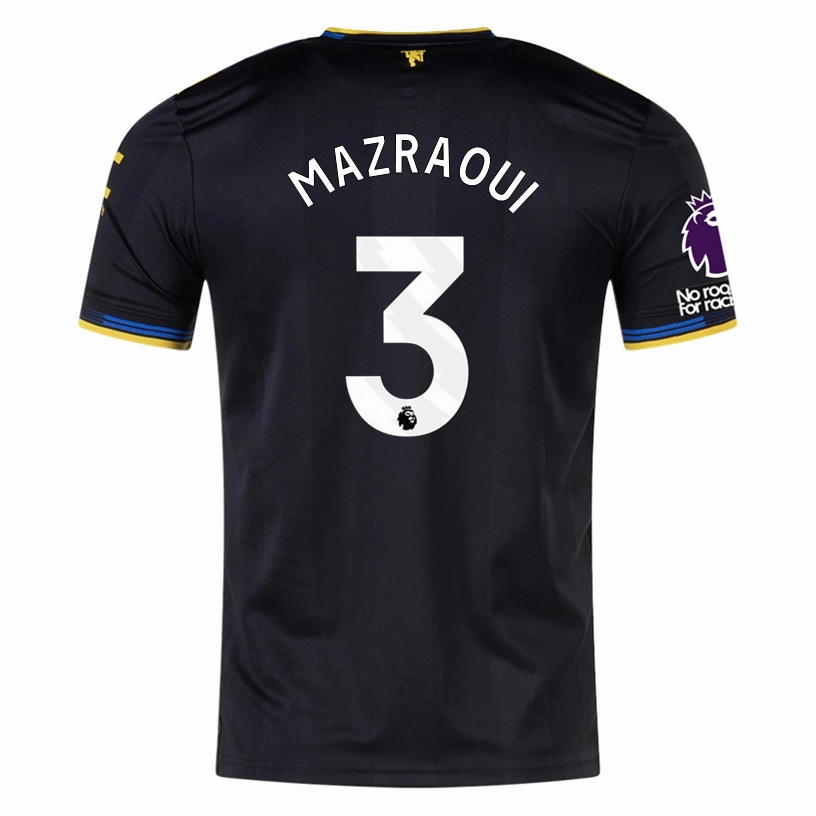 Moisture Control Microfiber Sleek Comfort adidas Mazraoui Men's Manchester United Authentic Third Jersey 25/26 w/ NRFR   EPL Patches (Black)