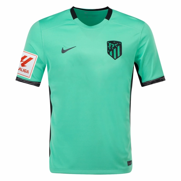 Stylish Outfit Tagless Label Design Nike Atletico Madrid ?a?lar S?y??nc?? Third Jersey w/ La Liga Patch 23/24 (Spring Green/Black)