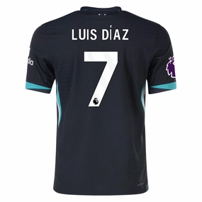 Nike Liverpool Authentic Luis Diaz Away Jersey w/ EPL Patch 24/25 (Night Forest/Washed Teal) Reinforced Stress Point Stitching