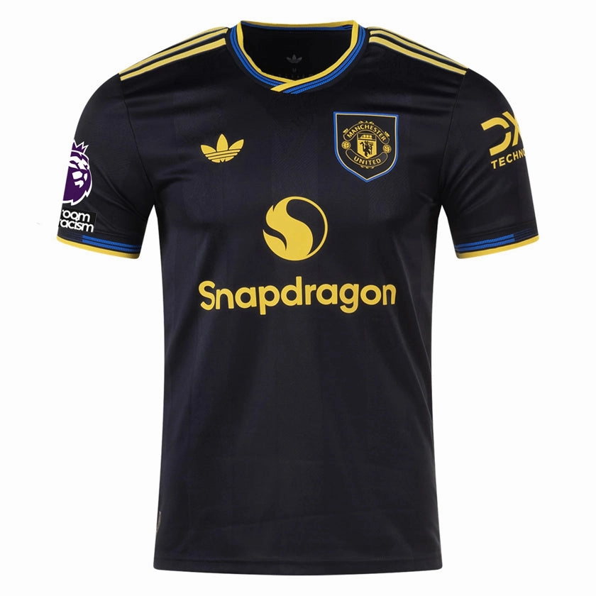 adidas Deligt Men's Manchester United Authentic Third Jersey 25/26 w/ NRFR   EPL Patches (Black) Hygroscopic Yarn Versatile Apparel