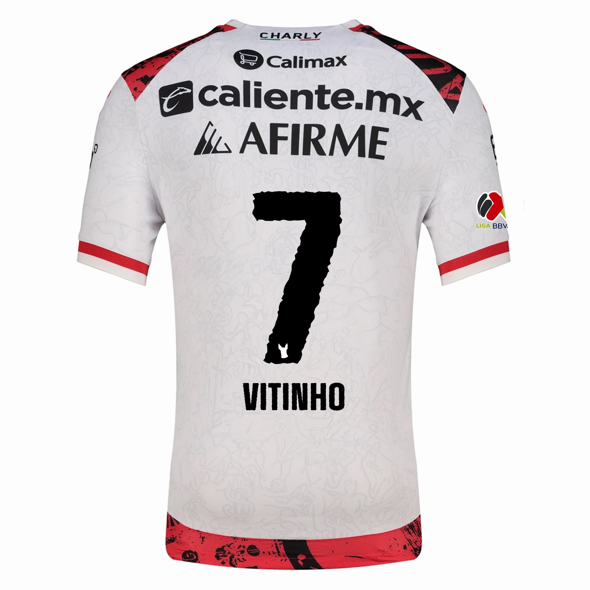 Charly Vitinho Men's Xolos De Tijuana Away Jersey 25/26 w/ BBVA MX Patch (White) Bold Form