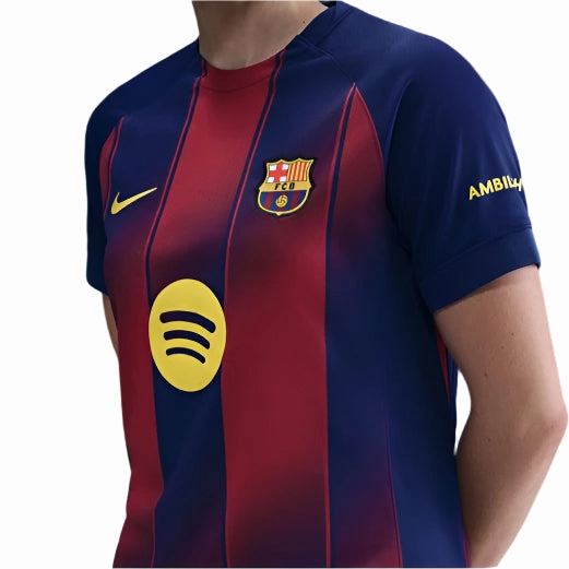Nike Women??s Barcelona 25/26 Home Jersey (Deep Royal Blue/Noble Red/Midwest Gold) Athletic Ribbed Cuffs
