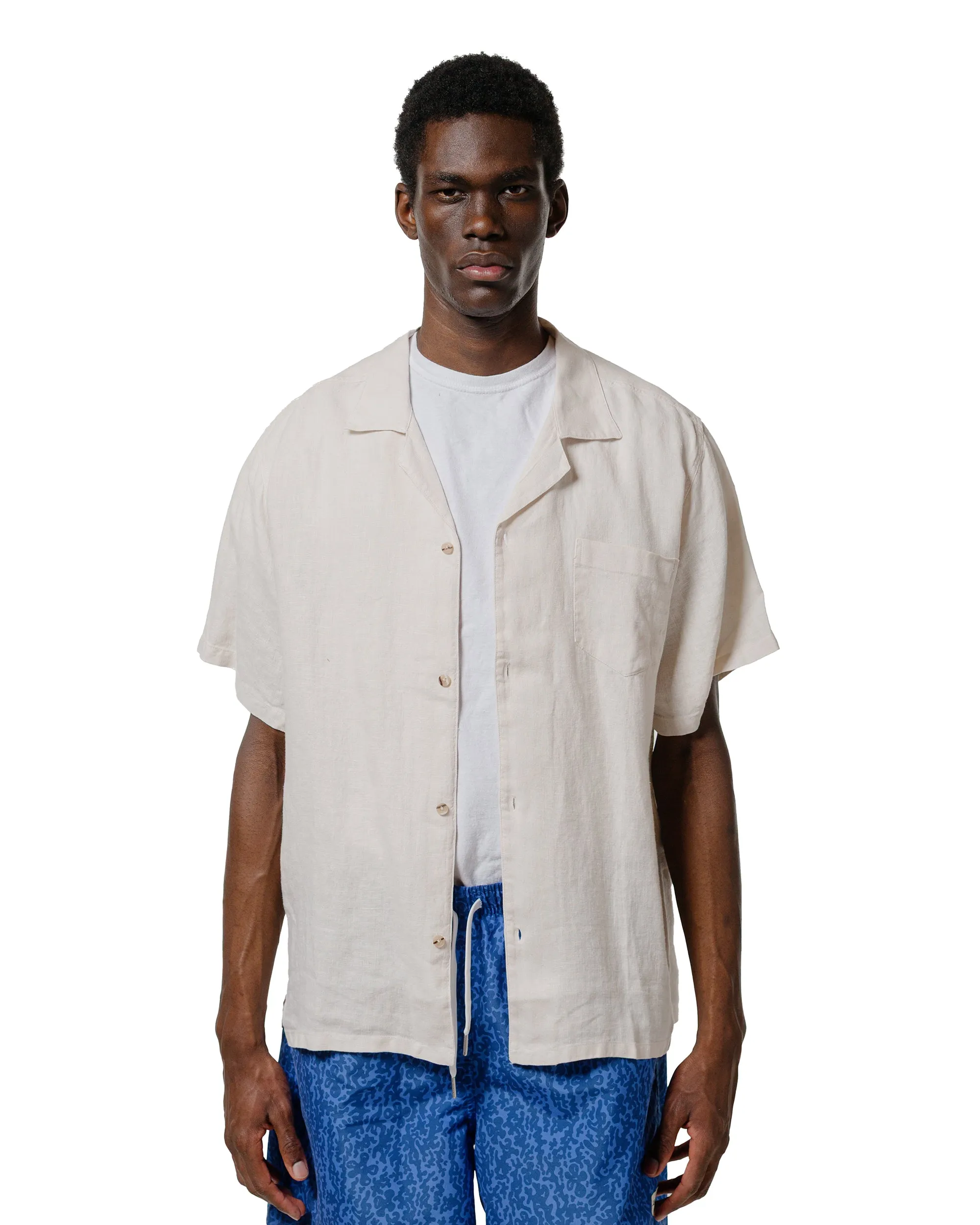 Bather Pearl Linen Camp Shirt Cuffed hem Plus size option