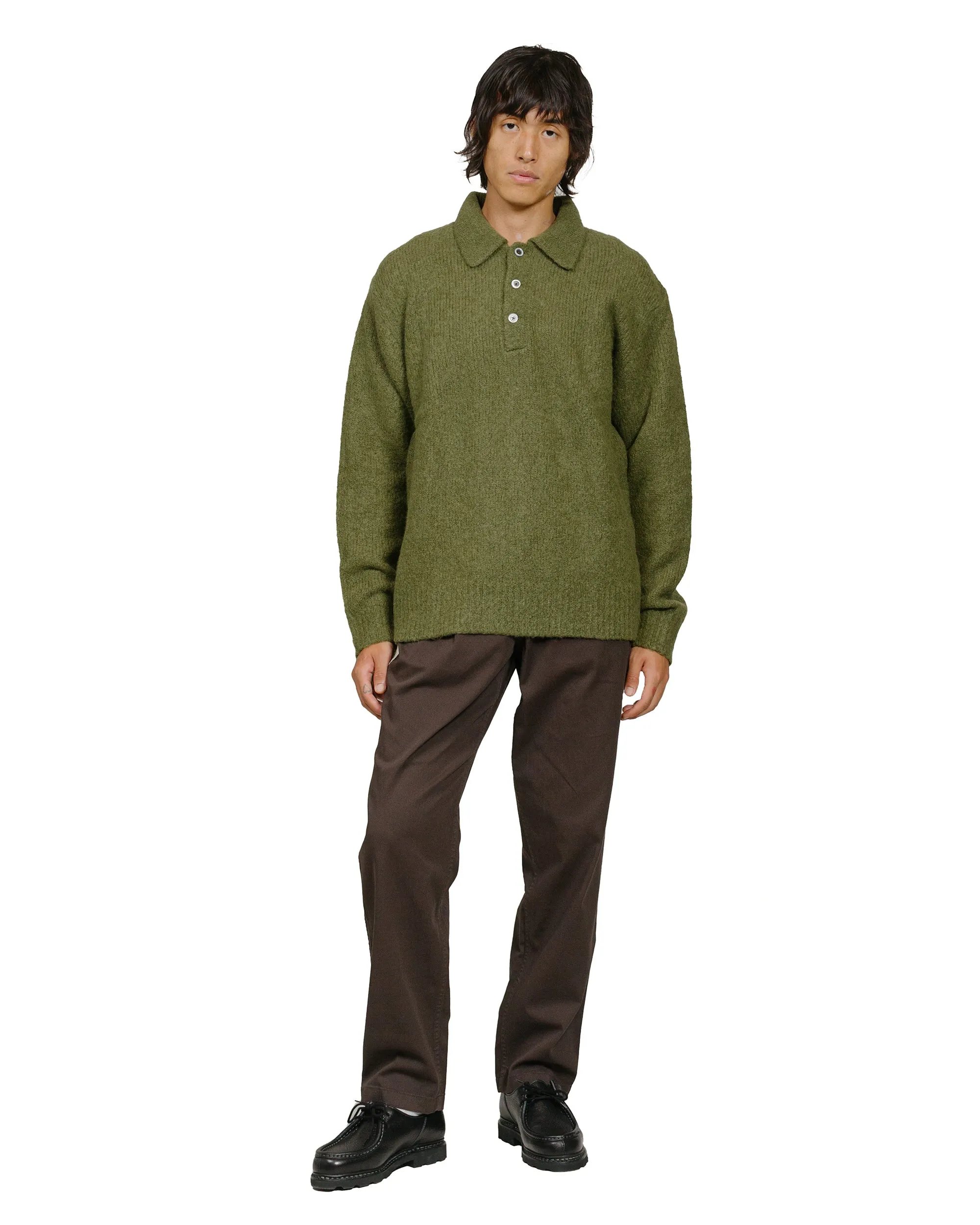 snap buttoned Norse Projects Rasmus Relaxed Brushed Polo Ivy Green