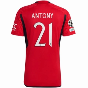 adidas Manchester United Antony Home Jersey 23/24 w/ Champions League Patches (Team College Red) Anti Pilling Surface Treatment