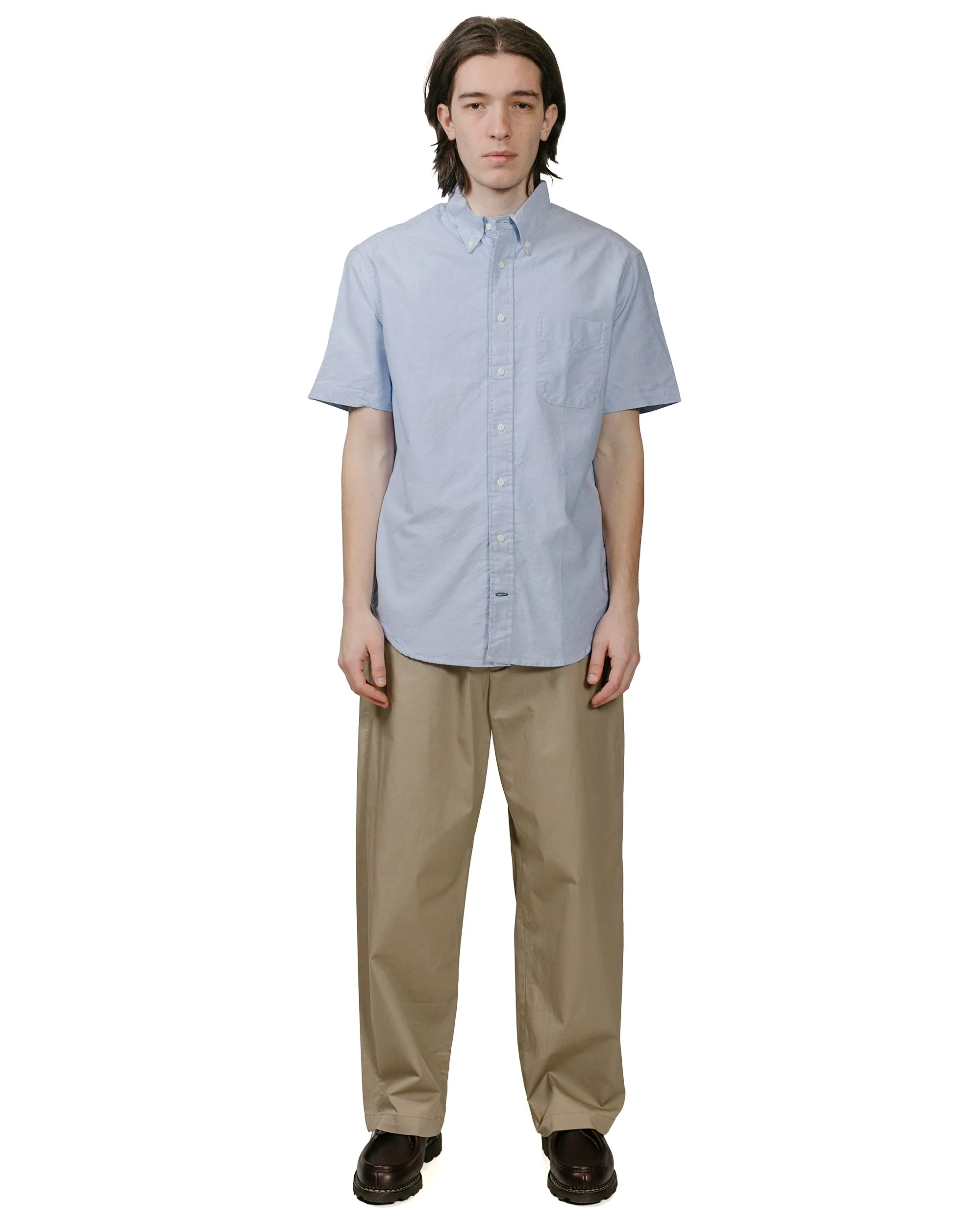 Gitman Vintage Bros. Blue Oxford Short Sleeve V-Neck Layered Hemline