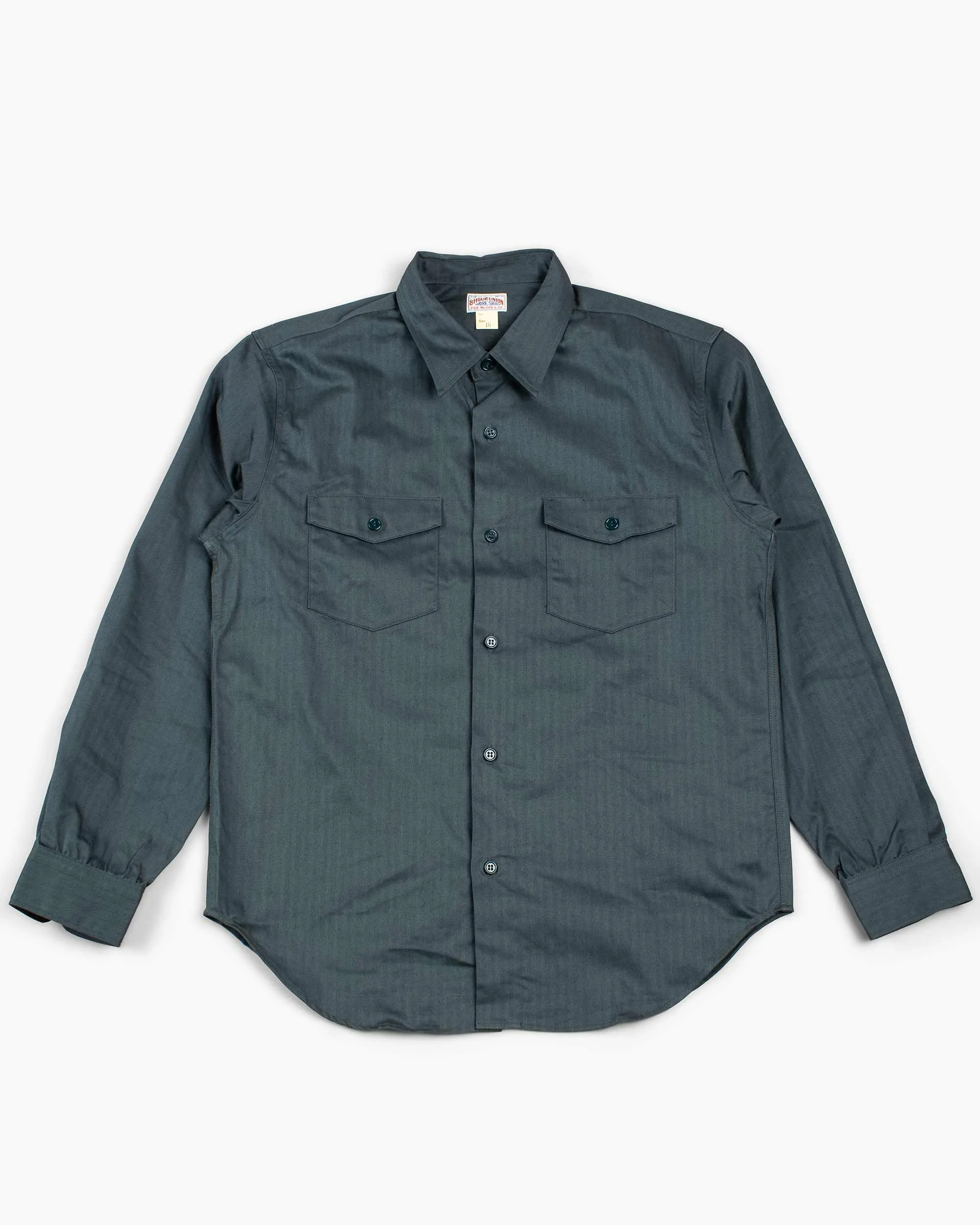 The Real McCoy's MS20010 8HU HBT Workshirt L/S Forest Seamless construction
