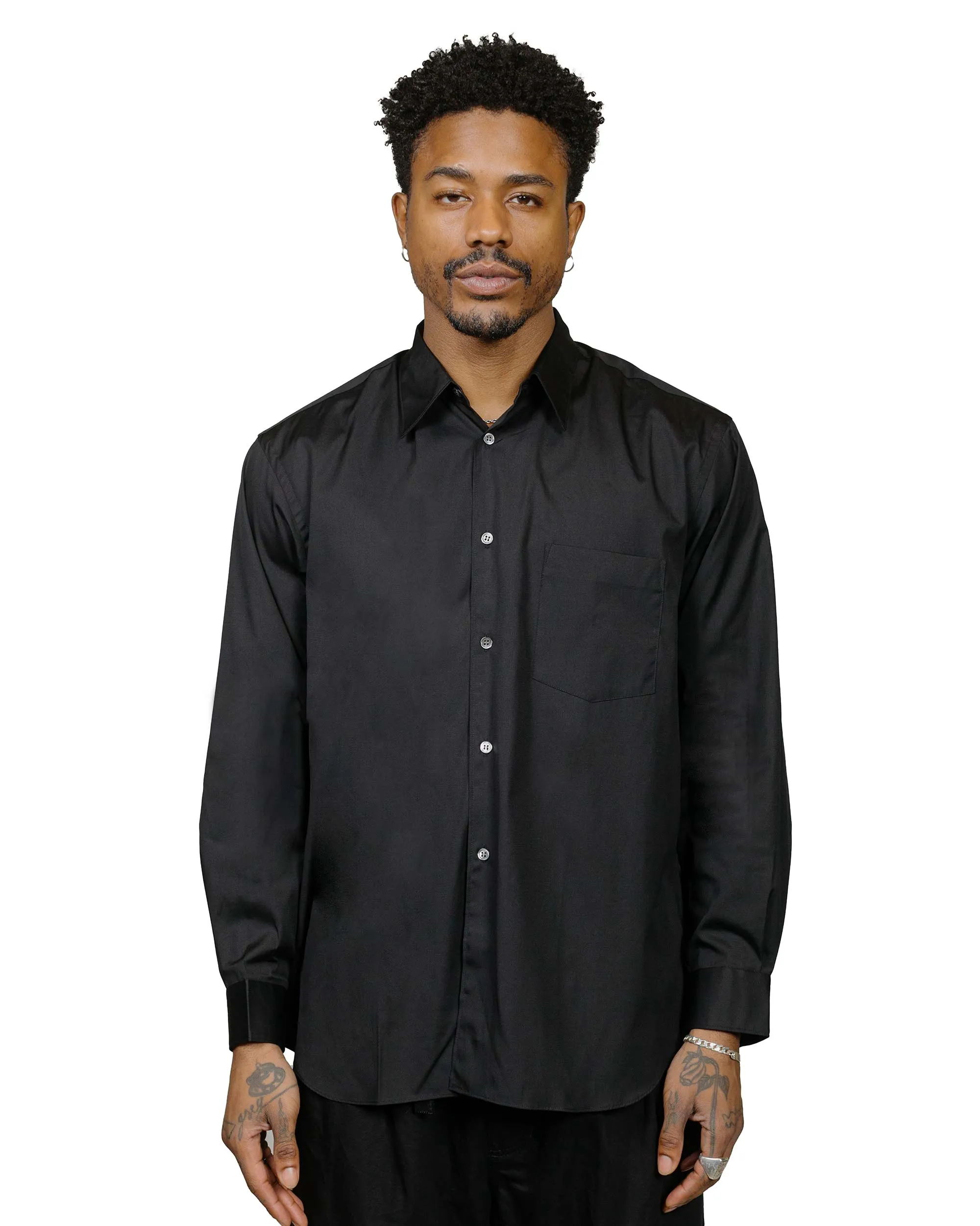 Nautical Look Comme des Gar?ons SHIRT Wide Classic Big Collar Shirt Black