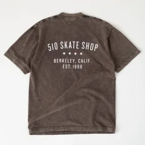 loose fitting Comfy Layering Vintage Label Tee (Mineral Wash Brown)