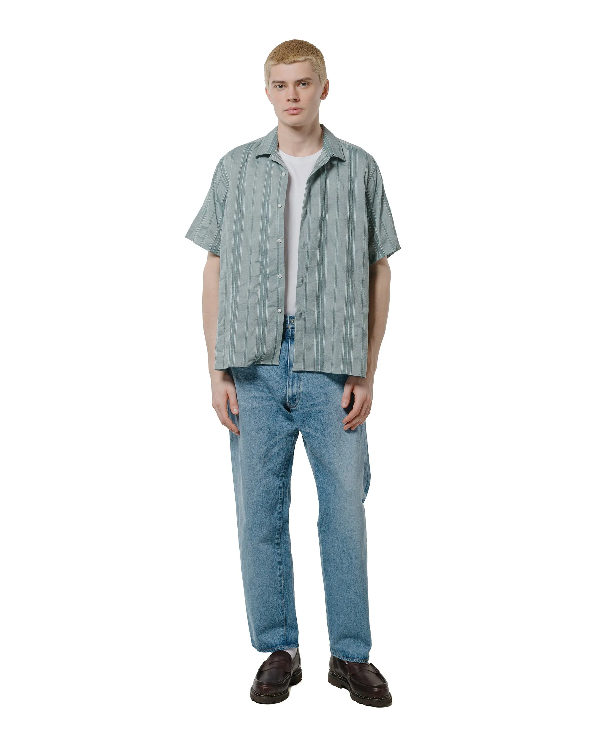 Interview Ready Minimalist fashion Gitman Vintage Bros. Green Japanese Dobby Stripe Camp Shirt