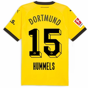 Puma Borussia Dortmund Authentic Mats Hummels Home Jersey w/ Bundesliga Patch 23/24 (Cyber Yellow/Puma Black) Dry Support Low Friction Texturing