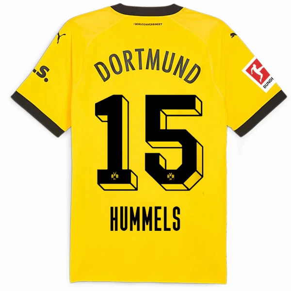 Anti Pilling Process Puma Borussia Dortmund Authentic Mats Hummels Home Jersey w/ Bundesliga Patch 23/24 (Cyber Yellow/Puma Black)