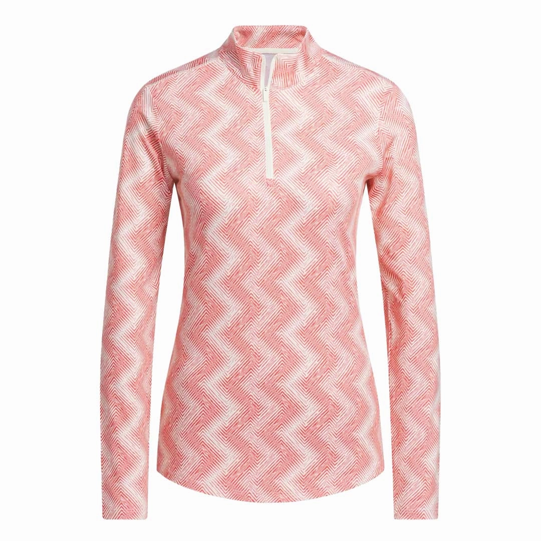 Reinforced Shoulder Structure Wicking Fiber Technology adidas - Women's Ultimate365 Printed 1/4 Zip Mock Neck Sweater (IP4255)