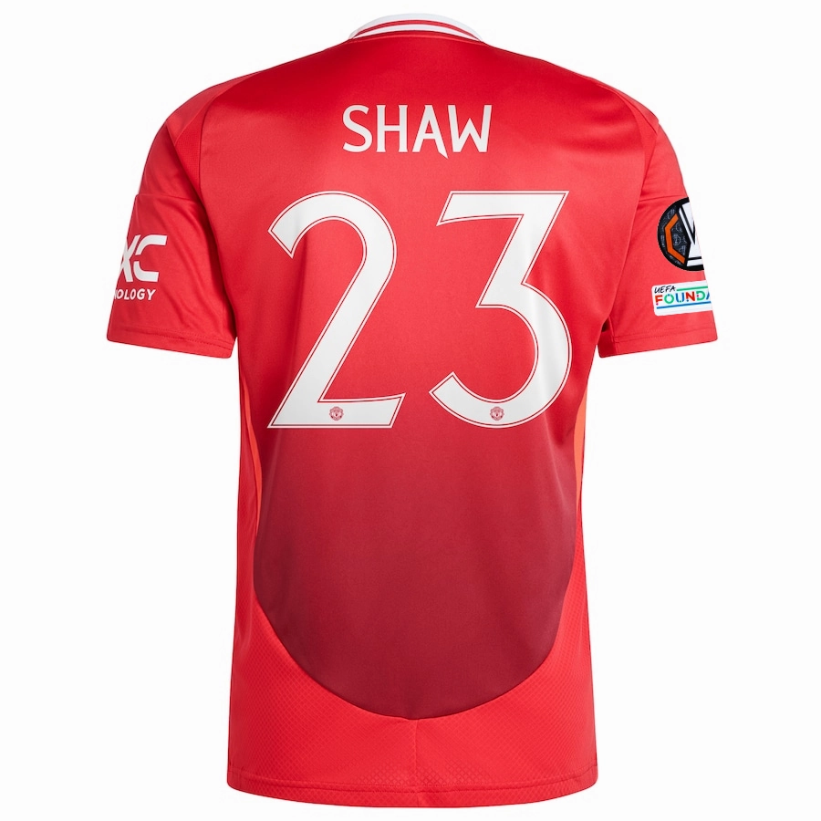 adidas Manchester United Luke Shaw Home Jersey w/ Europa League Patches 24/25 (MUFC Red) Flexible Cuff Design Ventilated Design