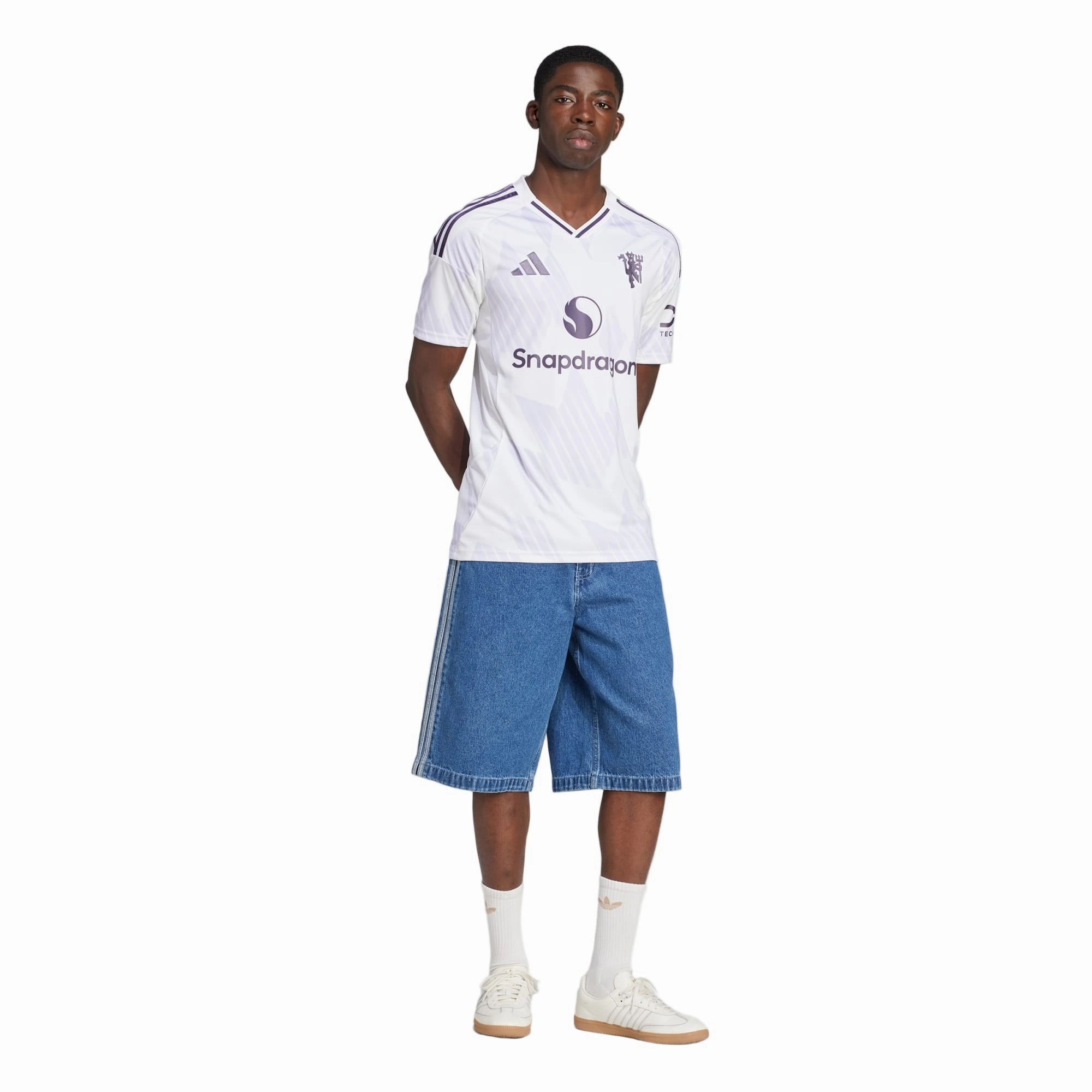 adidas Men's Manchester United Away Jersey 25/26 (White/Purple) Ultra Soft Weave