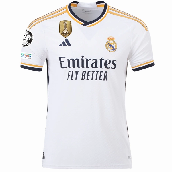 adidas Real Madrid Authentic Tchouameni Home Jersey w/ Champions League   Club World Cup Patches 23/24 (White) Speed Ready