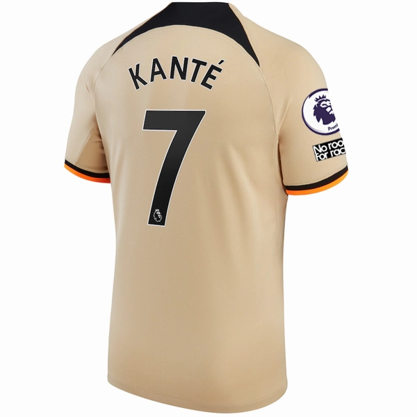 Nike Chelsea N'Golo Kante Third Jersey w/ EPL   No Room For Racism   Club World Cup Patches 22/23 (Sesame/Black) Breath Fit Motion Flex