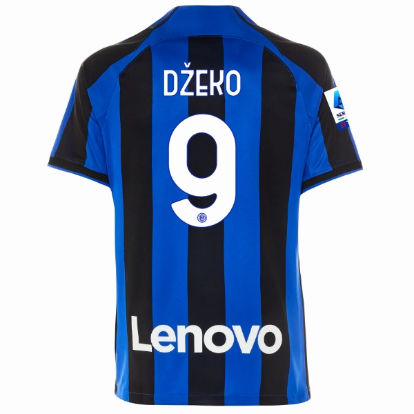 Balanced Motion Abrasion Resistant Surface Nike Inter Milan Edin Dzeko Home Jersey w/ Serie A   Copa Italia Patches 22/23 (Lyon Blue/Black)