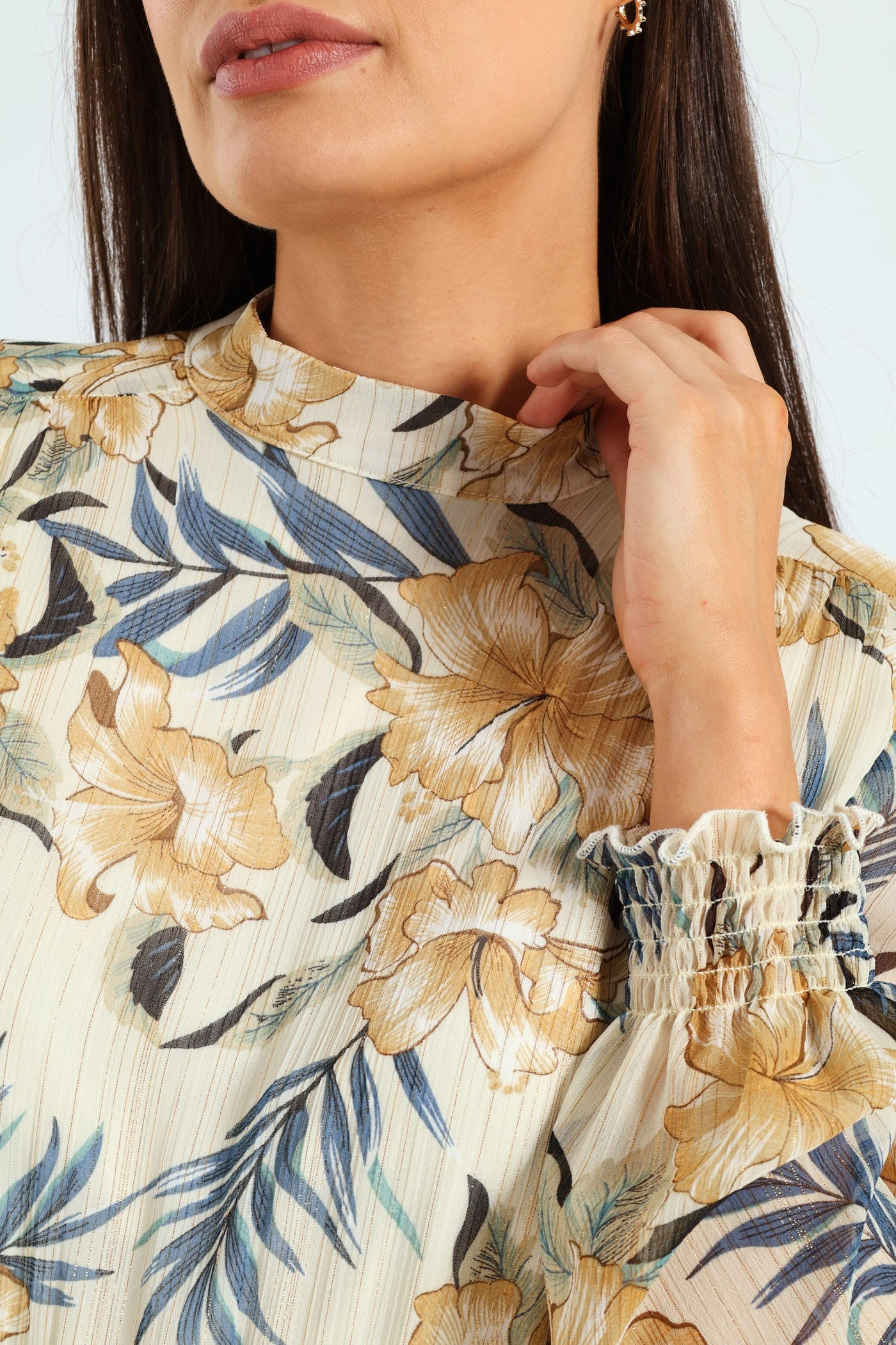 Urban Spirit High Neck Shirred Waisted Tea Dress