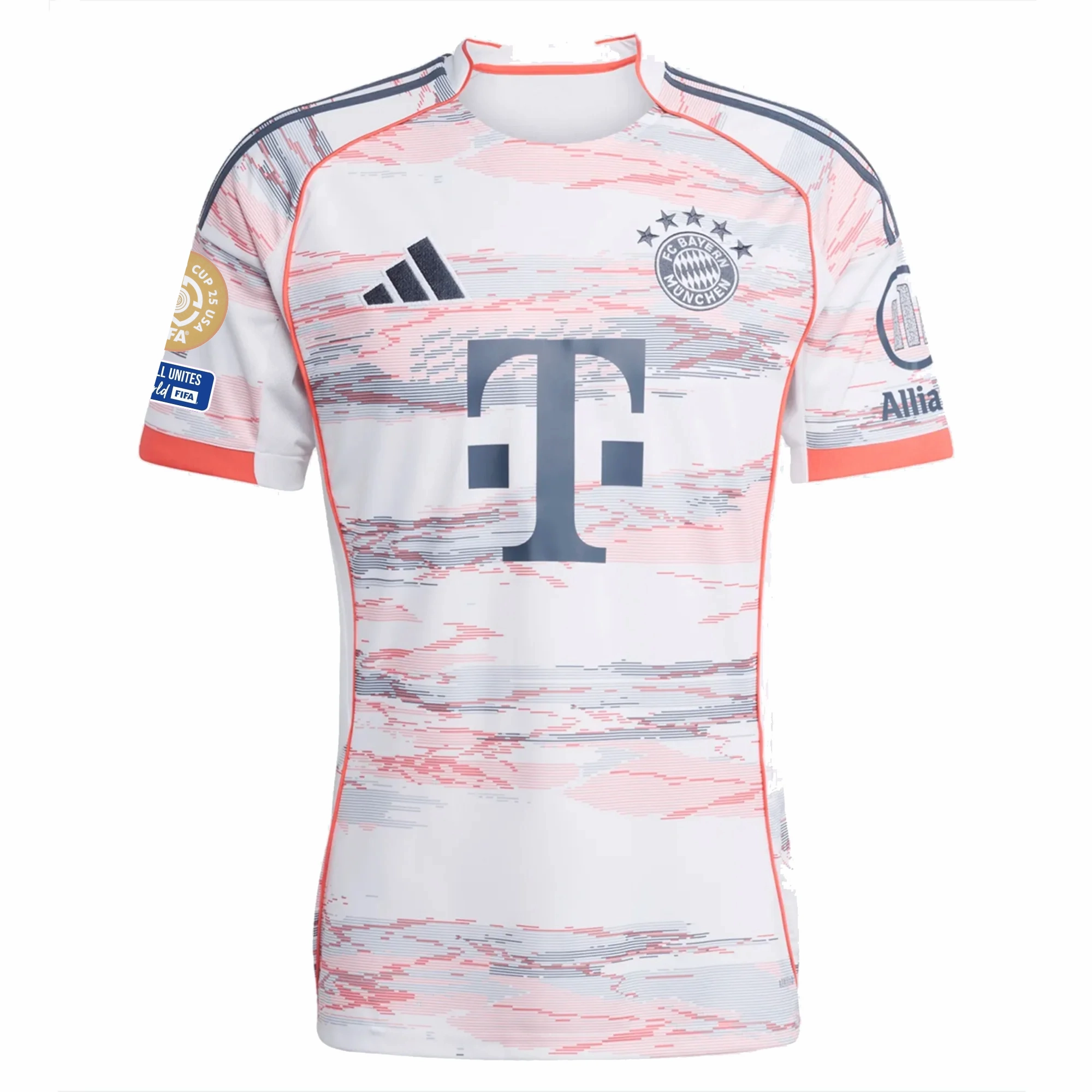 Anti Fade Technology Layered Mesh Inserts adidas Bayern Munich Harry Kane Away Jersey w/ Club World Cup Patches 25/26 (White/Red)