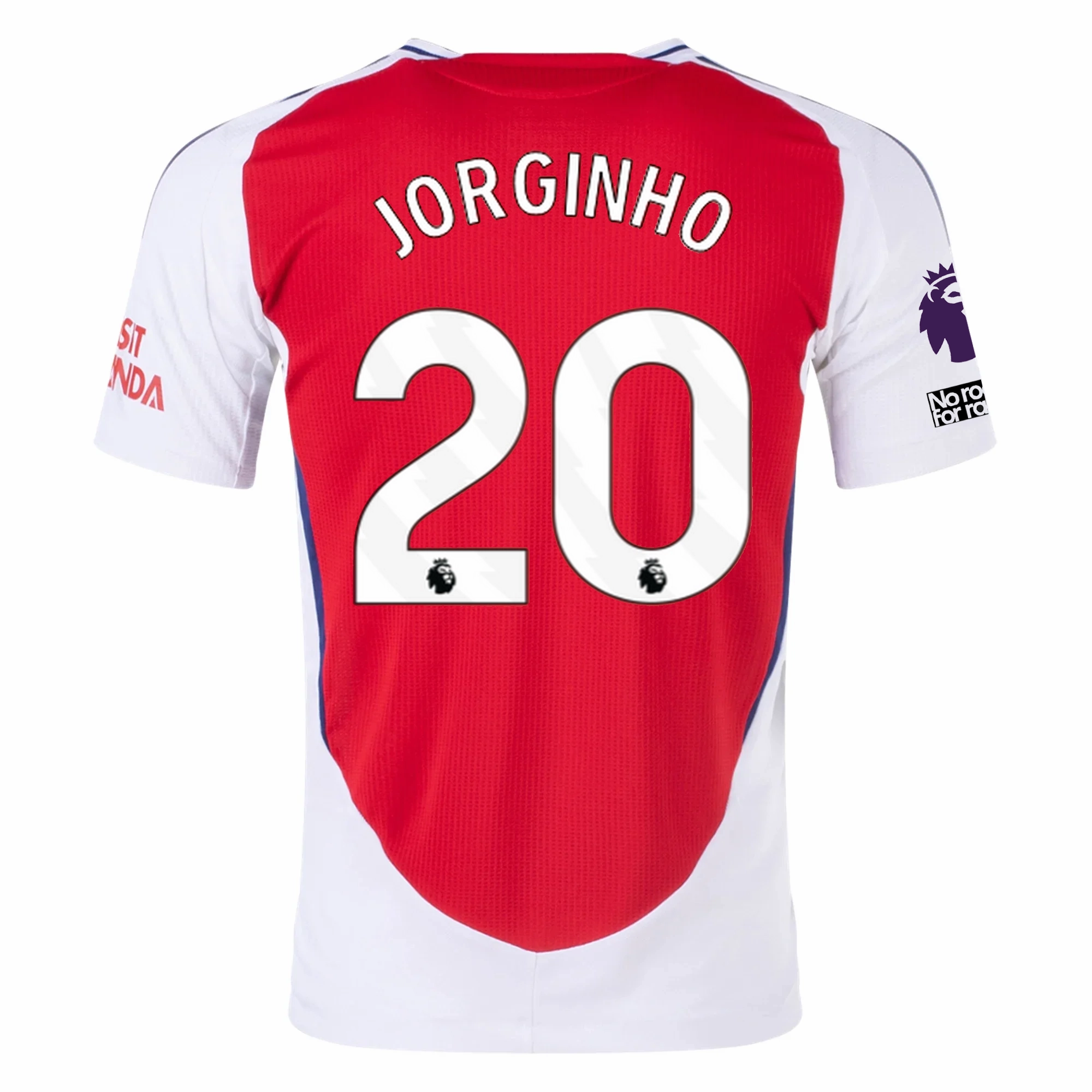Stretch Zones Layered Panel Design adidas Arsenal Authentic Jorginho Home Jersey w/ EPL   No Room For Racism Patches 24/25 (Better Scarlet/White)