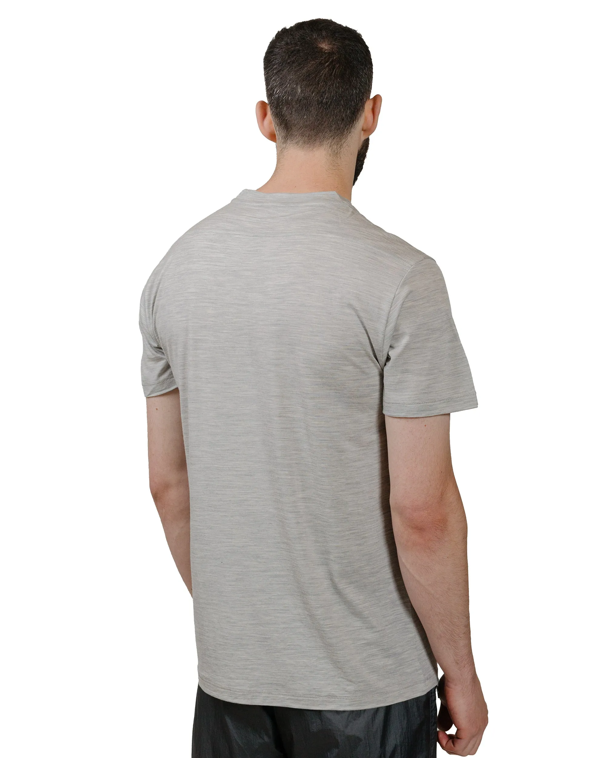 HNDSM A Better T-Shirt Heather Grey Layered Collar Compact Stitch Pattern
