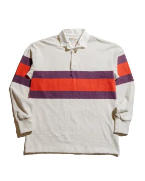 The Real McCoy's MC25013 Climbers' Striped Rugby Shirt Ecru/Purple Elastic Comfortable fit