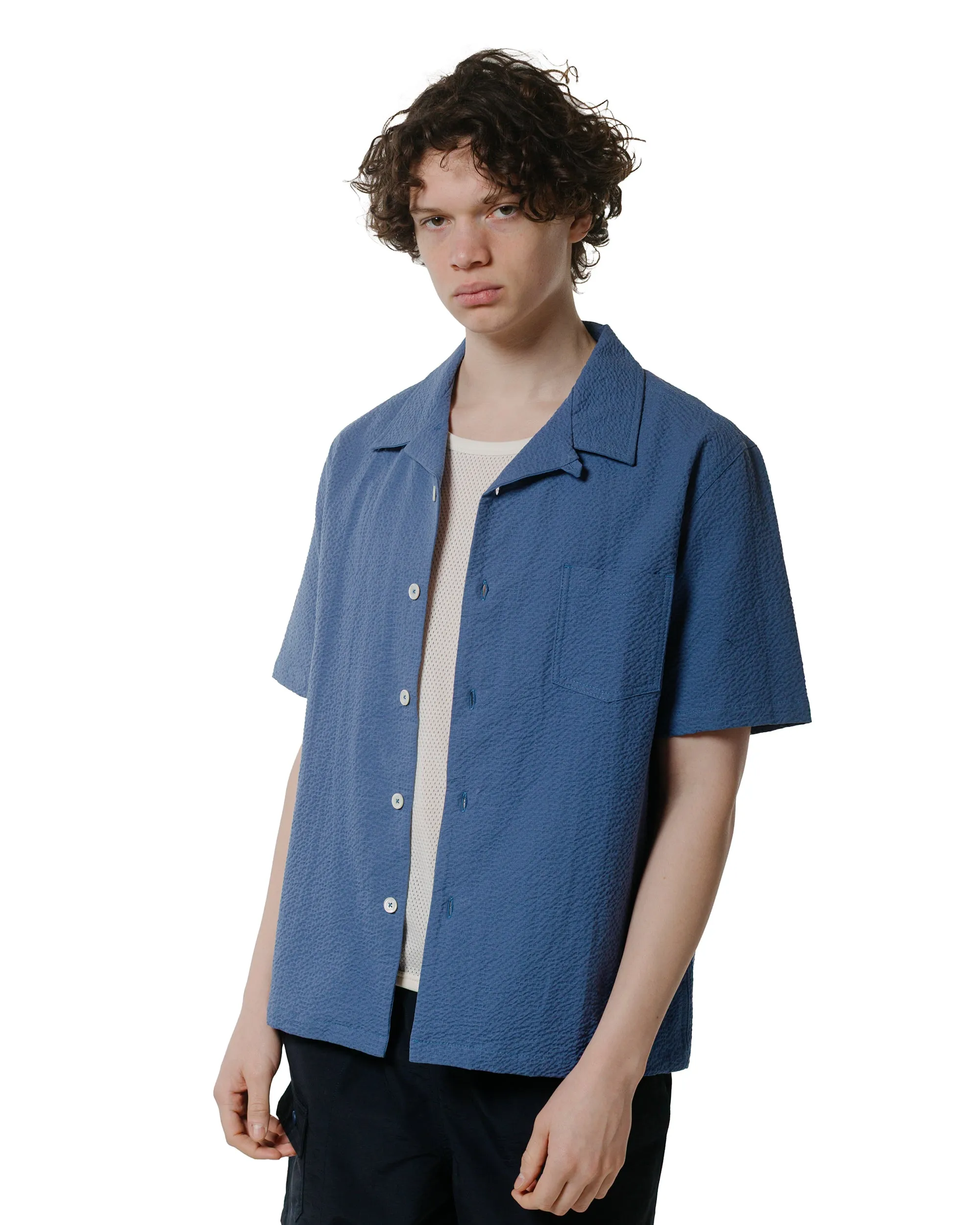 Ethical production Howlin' Cocktail Shirt Blue Seersucker
