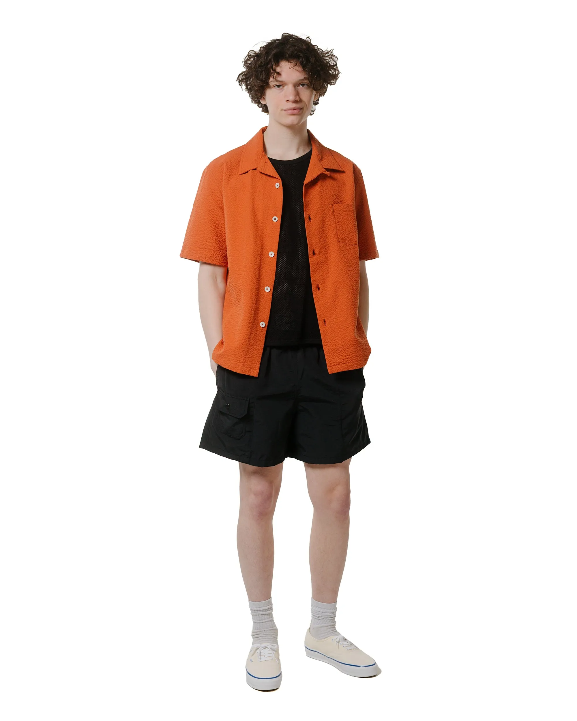 Camping Essential Seamless Shoulder Construction Howlin' Cocktail Shirt Red Seersucker
